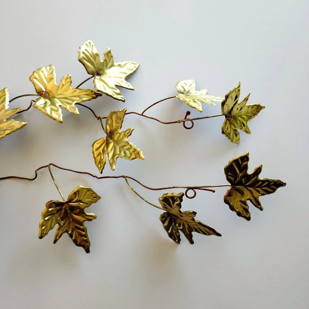 Vintage‎ Brass Gold Tone Metal Ivy Wall Decor